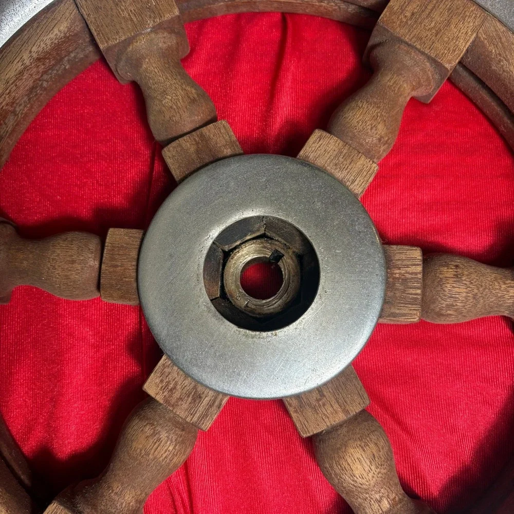 Vtg Wooden Ship Wheel Nautical Maritime Boat Helm Wall Decor 6 Spoke 18 Inch